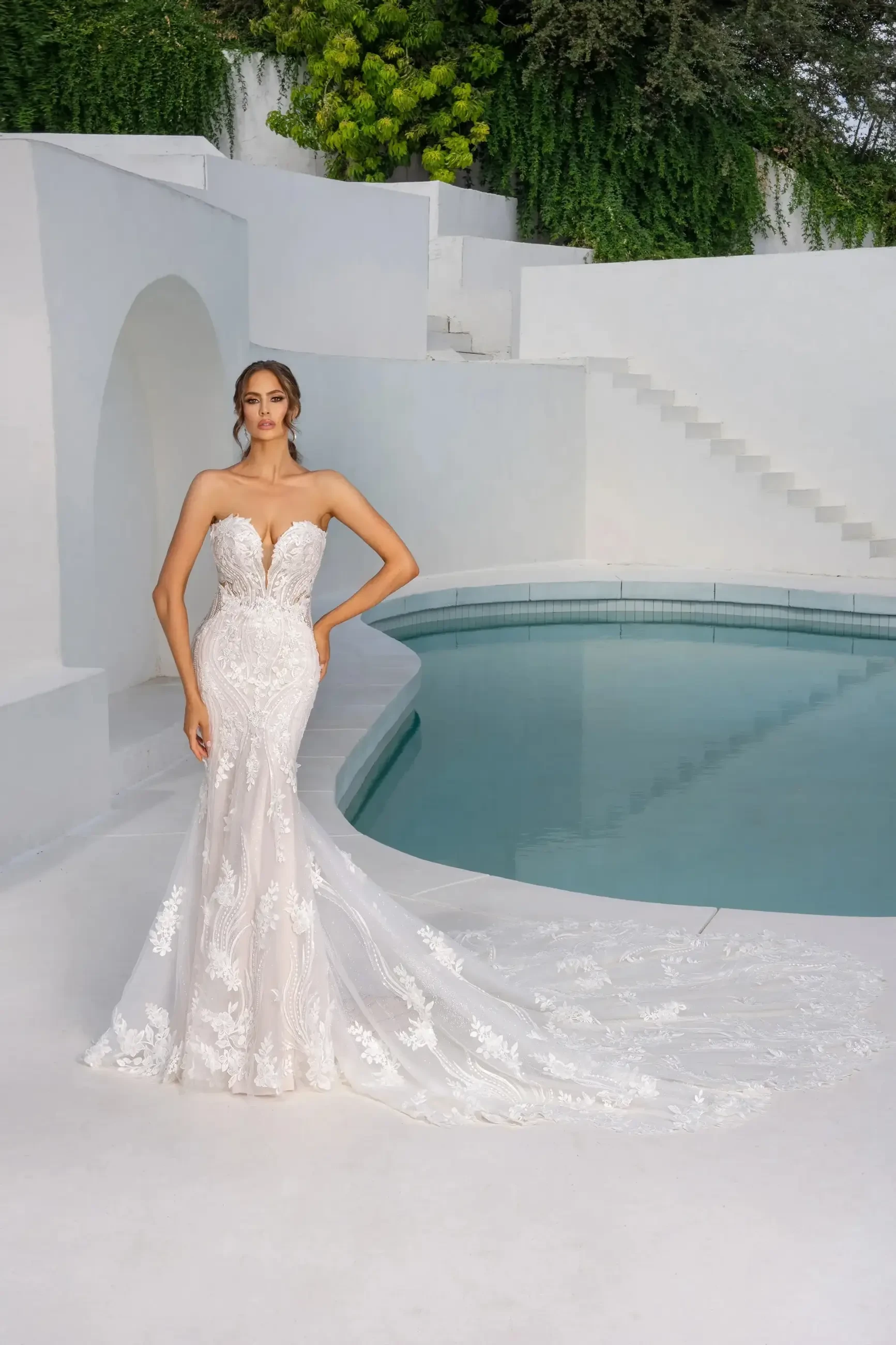 Model wearing a Kitty Chen wedding dress
